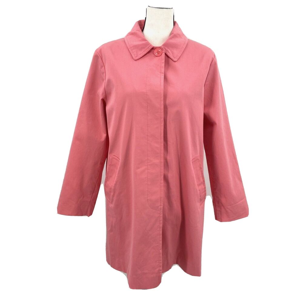 1 Madison Car Coat Pink Sz L Floral Lining Pockets VTG 50s Look Cottage Retro